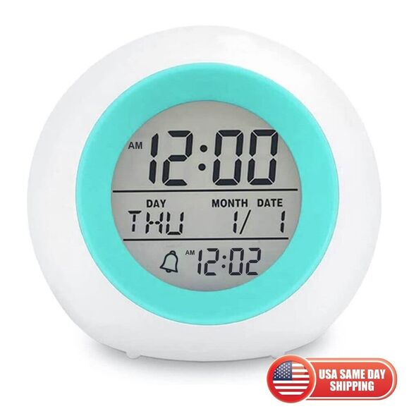 7 Color Night Light Kids Digital Alarm Clock for Boy and Girl Wake up at Bedroom - Picture 1 of 12